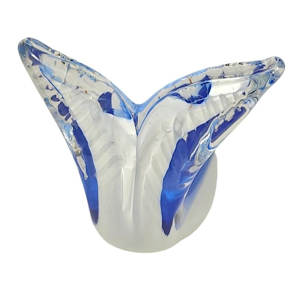 Large Blue Art Glass Whale Figurine Coastal Beach House Ocean Decor 9" Length - Picture 2 of 10